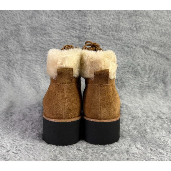 Eileen Fisher Kenille Sport Suede Boot Lace Up Fleece Syrup Brown Women's Size 8 - Picture 2 of 7